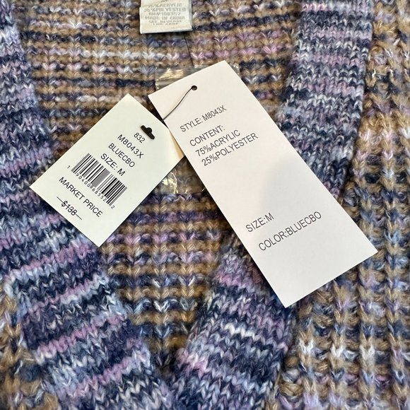 Design History Cardigan Sweater Chunky Marled V-Neck Cropped MEDIUM #M8043X NWT - Picture 4 of 12